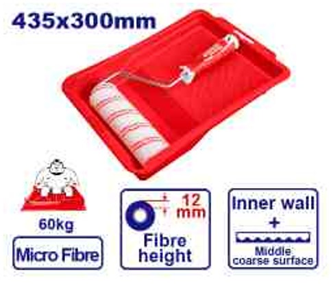 Professional Cylinder Brush 2 in 1 Set 230mm 9" - Micro Fiber Brush 10" Paint Tray 435x300x7.5mm Painting Tool Shrink Packed Equipment